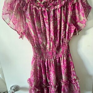 Pink Paisley Off-Shoulder Dress